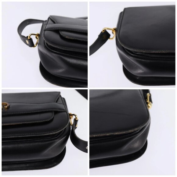 GUCCI Shoulder Bag Leather Black Gold Auth - Picture 16 of 16